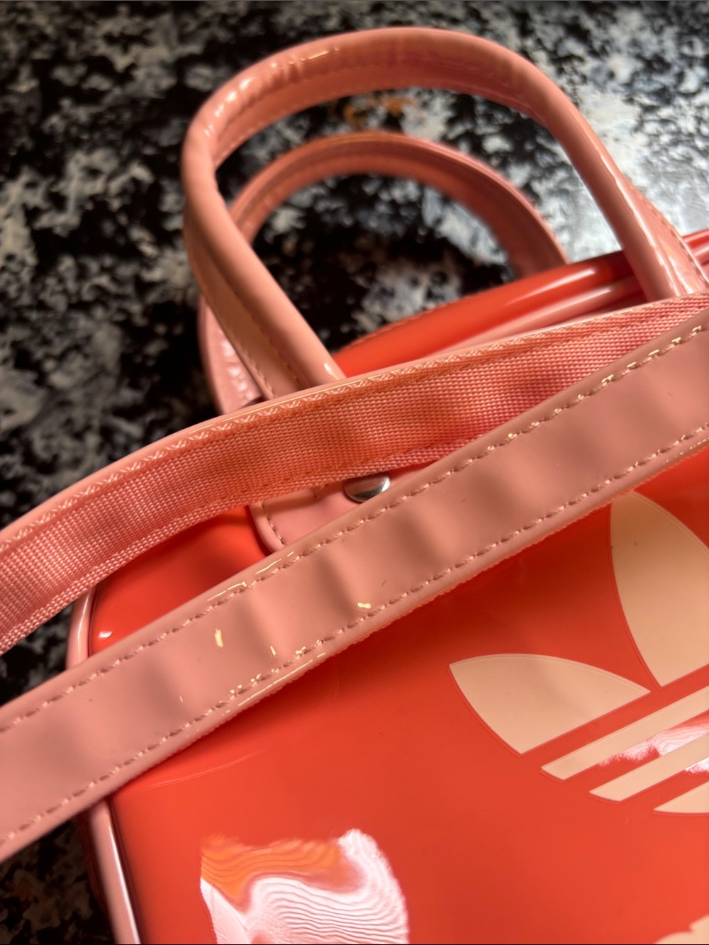 adidas Coral and Light Pink Patent Mini Satchel Bag - Picture 8 of 11